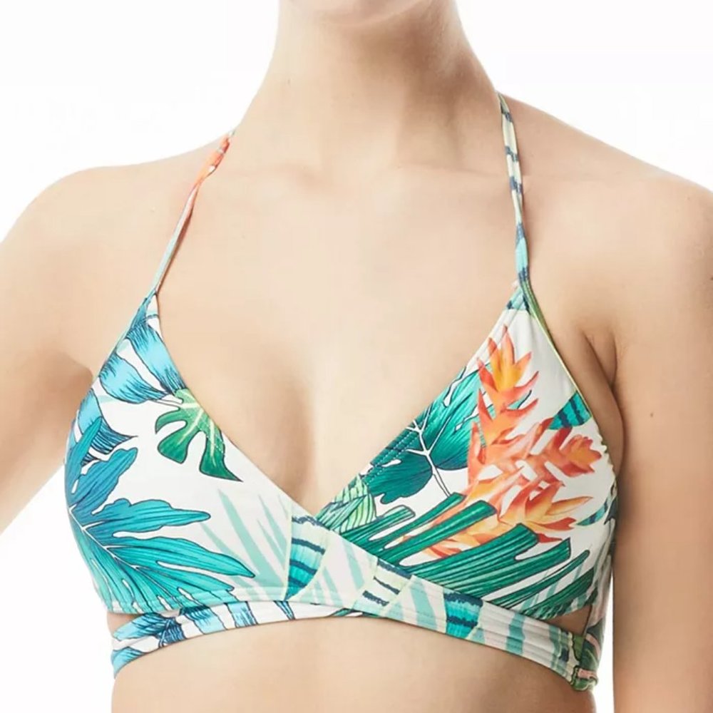 Vince Camuto Tropical-Print Wrap Bikini Top